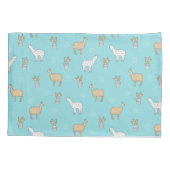 かわいいアルパカのラマのサボテンパターン 枕カバー (裏面-左)