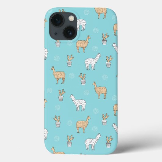 かわいいアルパカのラマのサボテンパターン Case-Mate iPhoneケース (裏面)