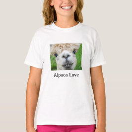 かわいいアルパカの写真の女の子の服 Tシャツ