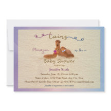 かわいいアルパカの男の子の女の子はベビーシャワー招待状を結び付けます