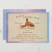 かわいいアルパカの男の子の女の子はベビーシャワー招待状を結び付けます 招待状 (正面/裏面)