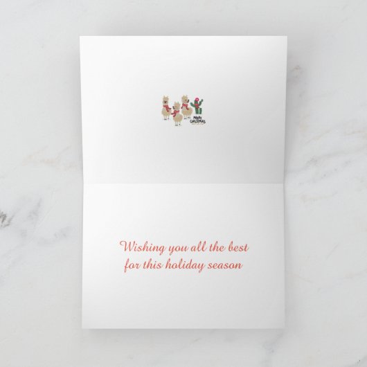 かわいいアルパカの衣服の赤のスカーフ シーズンカード (内部)