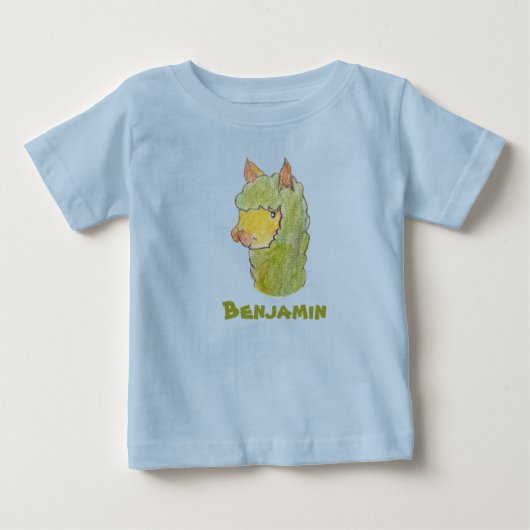 かわいいアルパカの顔の芸術 ベビーTシャツ (正面)