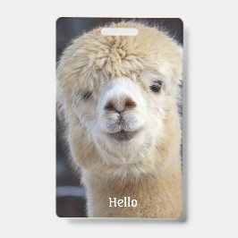 かわいいアルパカの顔 バッジ