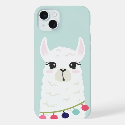 かわいいアルパカの顔 iPhoneケース (裏面)