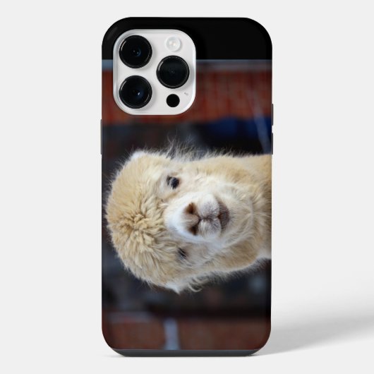 かわいいアルパカの顔 iPhoneケース (裏面)