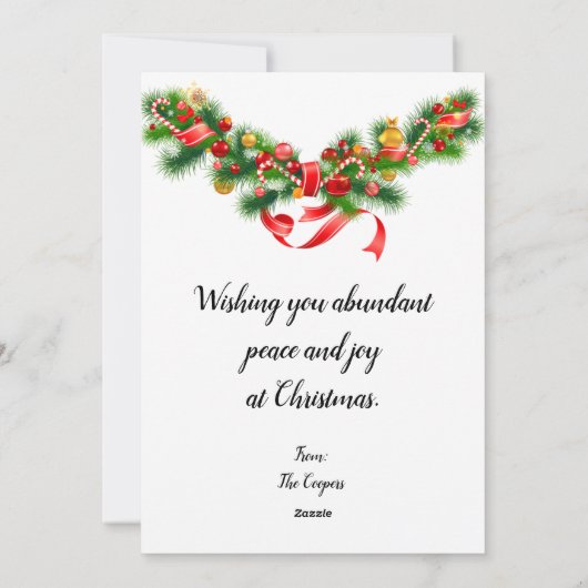 かわいいアルパカサンタハットクリスマスカードオリジナルアート シーズンカード (裏面)