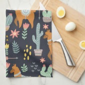 かわいいアルパカパターン キッチンタオル (四つ折り)