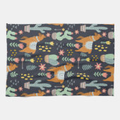 かわいいアルパカパターン キッチンタオル (横)