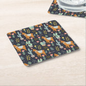 かわいいアルパカパターン スクエアペーパーコースター (アングル)