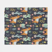 かわいいアルパカパターン フリースブランケット (正面(横))