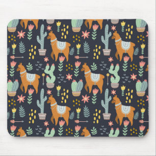 かわいいアルパカパターン マウスパッド