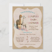 かわいいアルパカファミリーカップルベビーシャワー招待状 招待状 (正面)