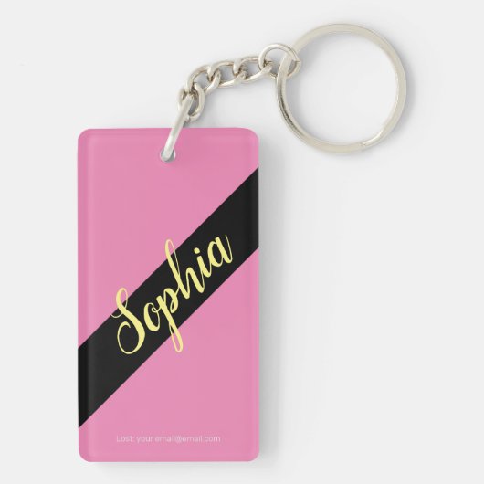 かわいいアルパカレッドグラスDIY、名前メッセージ、ピンク キーホルダー (裏面)