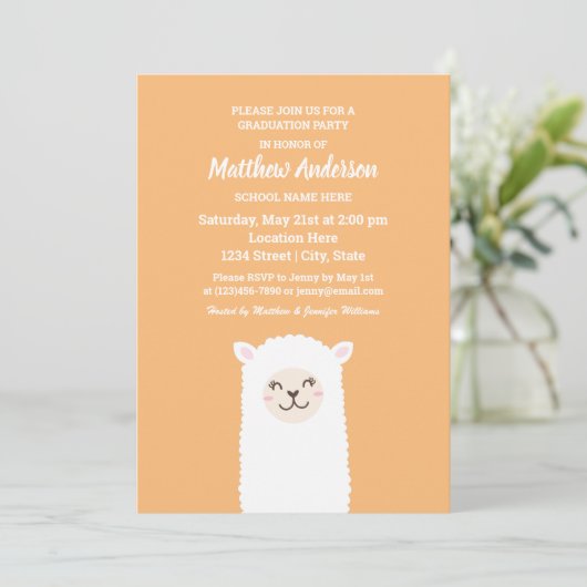 かわいいアルパカ卒業 招待状 (スタンド正面)
