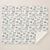 かわいいアルパカ及びサボテンパターン シェルパブランケット (正面(横))