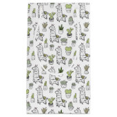 かわいいアルパカ及びサボテンパターン スモールペーパーバッグ (正面)