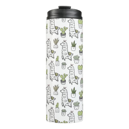 かわいいアルパカ及びサボテンパターン タンブラー (正面)