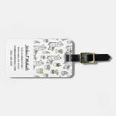 かわいいアルパカ及びサボテンパターン ラゲッジタグ (正面横)