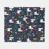 かわいいアルパカ毛布 フリースブランケット (正面(横))