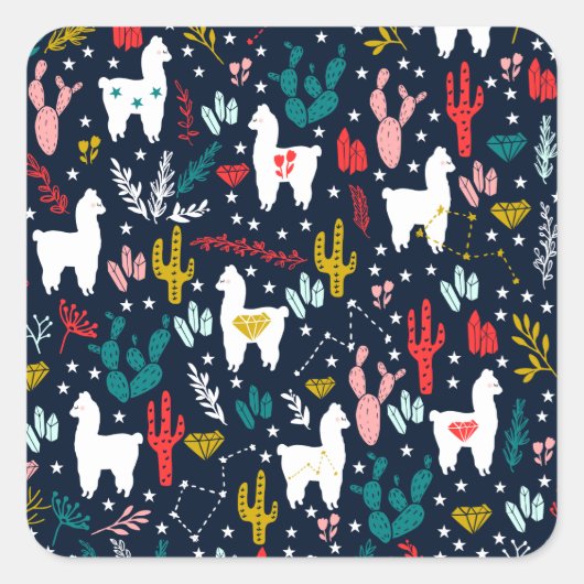 かわいいアルパカ スクエアシール (正面)