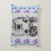 かわいいアルパカ ラマ パンジー 水彩 アクセント クッション (裏面(縦))