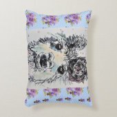 かわいいアルパカ ラマ パンジー 水彩 アクセント クッション (正面(垂直))