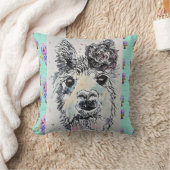 かわいいアルパカ ラマ 水彩アート ベビー クッション (ブランケット)