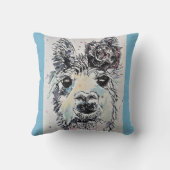 かわいいアルパカ ラマ 水彩アート ベビー クッション (裏面)