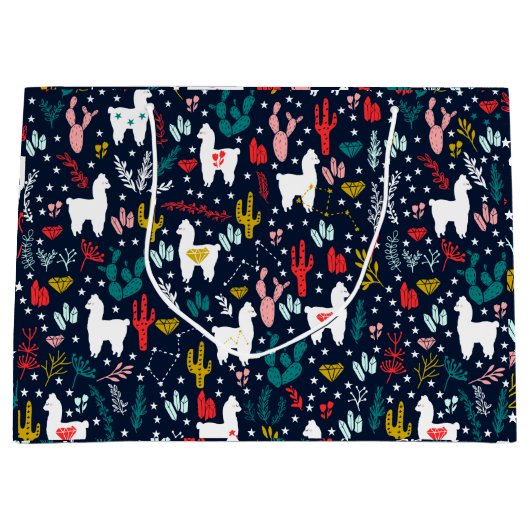 かわいいアルパカ ラージペーパーバッグ (正面)