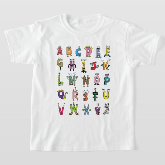 かわいいアルファベットの生き物 | ABC キッズTシャツ Tシャツ (レイダウン)
