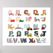 かわいいアルファベットのABCトラックと輸送車両 ポスター (正面)