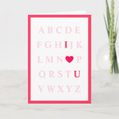 かわいいアルファベットキッズバレンタインデーのカード サンキューカード (正面)