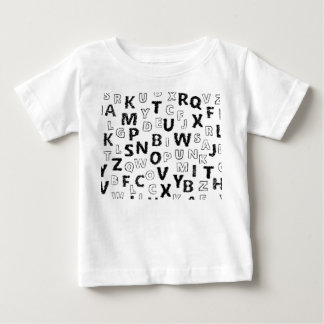 かわいいアルファベットキッズTシャツ | ブラック＆ホワイトレター ベビーTシャツ