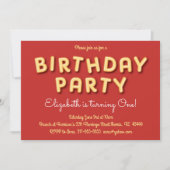 かわいいアルファベットスープの子どもたち1歳の誕生日パーティー 招待状 (正面)