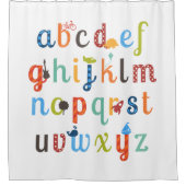 かわいいアルファベットデザイン シャワーカーテン (正面)