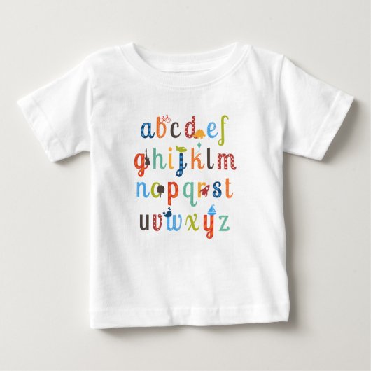 かわいいアルファベットデザイン ベビーTシャツ (正面)