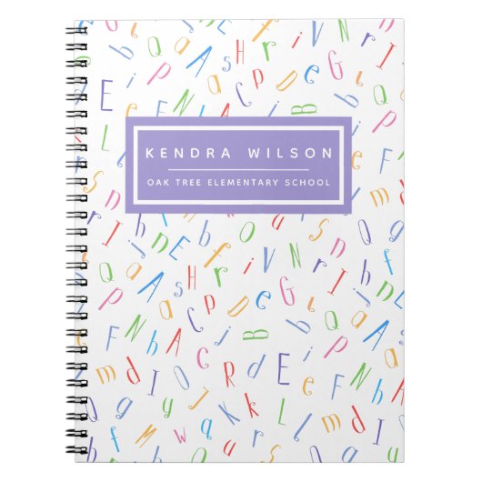 かわいいアルファベットパターン - 子供または先生 ノートブック (正面)