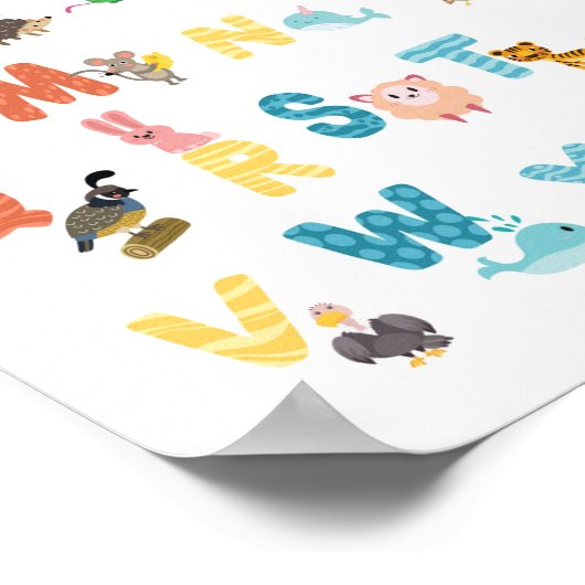 かわいいアルファベットポスター 動物 ポスター (角)