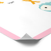 かわいいアルファベット | カラフルなピンクフレームの動物アルファベット ポスター (角)