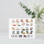かわいいアルファベットABCトラック、輸送車 シーズンポストカード (スタンド正面)