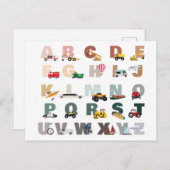 かわいいアルファベットABCトラック、輸送車 シーズンポストカード (正面/裏面)