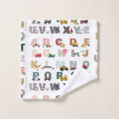 かわいいアルファベットABCトラック、輸送車 バスタオルセット (ウォッシュタオル)