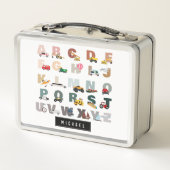 かわいいアルファベットABCトラック、輸送車 メタルランチボックス (裏面)