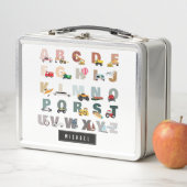 かわいいアルファベットABCトラック、輸送車 メタルランチボックス (インサイチュ)