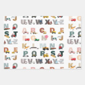 かわいいアルファベットABCトラック、輸送車 ラッピングペーパーシート (正面)