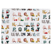 かわいいアルファベットABCトラック、輸送車 ラージペーパーバッグ (裏面)