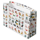 かわいいアルファベットABCトラック、輸送車 ラージペーパーバッグ (裏面アングル)