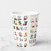 かわいいアルファベットABCトラック、輸送車 紙コップ (正面)