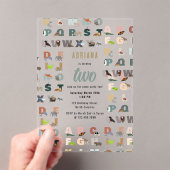 かわいいアルファベットABC動物よちよち歩き誕生日 アクリル招待状 (インサイチュ (ポータブル))